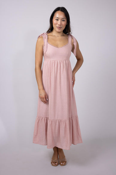 Maxi Tie Sleeve Dress for Women in Light Pink