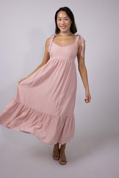 Maxi Tie Sleeve Dress for Women in Light Pink