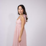 Maxi Tie Sleeve Dress for Women in Light Pink