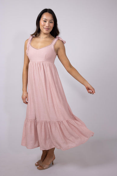 Maxi Tie Sleeve Dress for Women in Light Pink