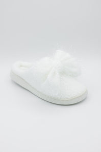 3D Bow Slippers for Women in White