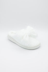 3D Bow Slippers for Women in White