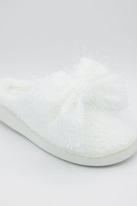 3D Bow Slippers for Women in White