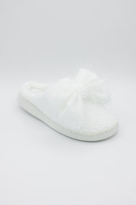 3D Bow Slippers for Women in White