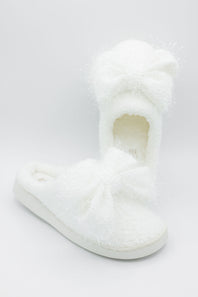 3D Bow Slippers for Women in White