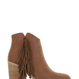 MIA Shoes Cisco Fringe Ankle Booties for Women in Cognac Brown