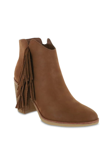 MIA Shoes Cisco Fringe Ankle Booties for Women in Cognac Brown