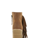 MIA Shoes Cisco Fringe Ankle Booties for Women in Cognac Brown