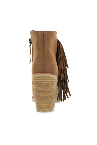 MIA Shoes Cisco Fringe Ankle Booties for Women in Cognac Brown