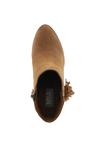 MIA Shoes Cisco Fringe Ankle Booties for Women in Cognac Brown