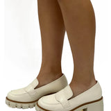 MIA Shoes Robbin Lug Loafers for Women in Bone