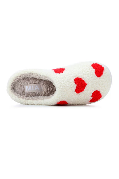 MIA Cozi Red Heart Slippers for Women in Red/White