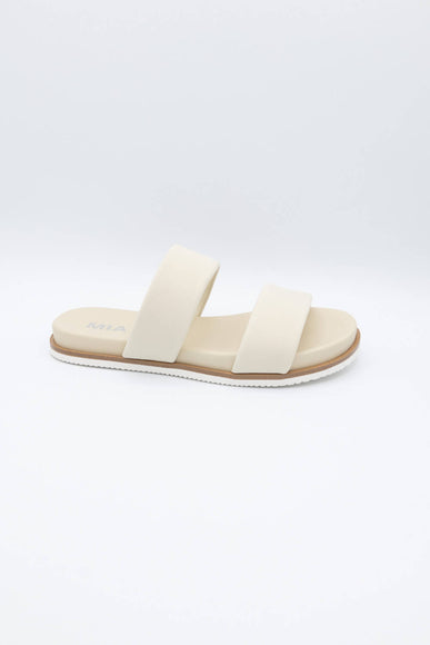 MIA Shoes Valeri 2-Band Slides for Women in Taupe