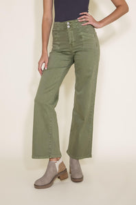Mica High Rise Wide Leg Jeans for Women in Olive
