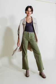 Mica High Rise Wide Leg Jeans for Women in Olive
