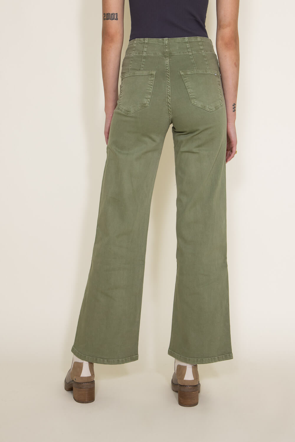 Retro Straight Olive Corduroy High-Rise Pants