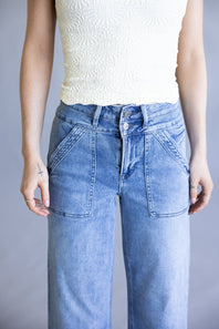 Mica High Rise Patch Pocket Wide Leg Jeans for Women