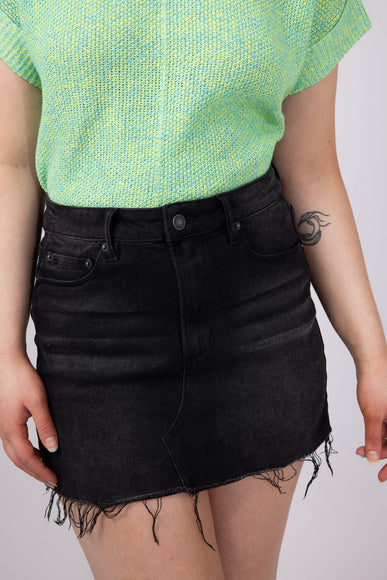Mica High Rise Raw Hem Denim Mini Skirt for Women