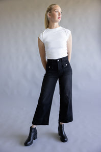 Mica High Rise Cropped Wide Leg Jeans for Women in Black