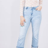 Mica Mid Rise Cuffed Straight Jeans for Women