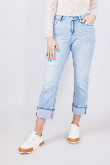 Mica Mid Rise Cuffed Straight Jeans for Women