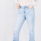 Mica Mid Rise Cuffed Straight Jeans for Women