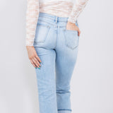 Mica Mid Rise Cuffed Straight Jeans for Women