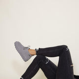 Mica High Rise Distressed Ankle Skinny Crop Jeans for Women in Black