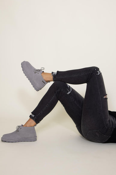 Mica High Rise Distressed Ankle Skinny Crop Jeans for Women in Black