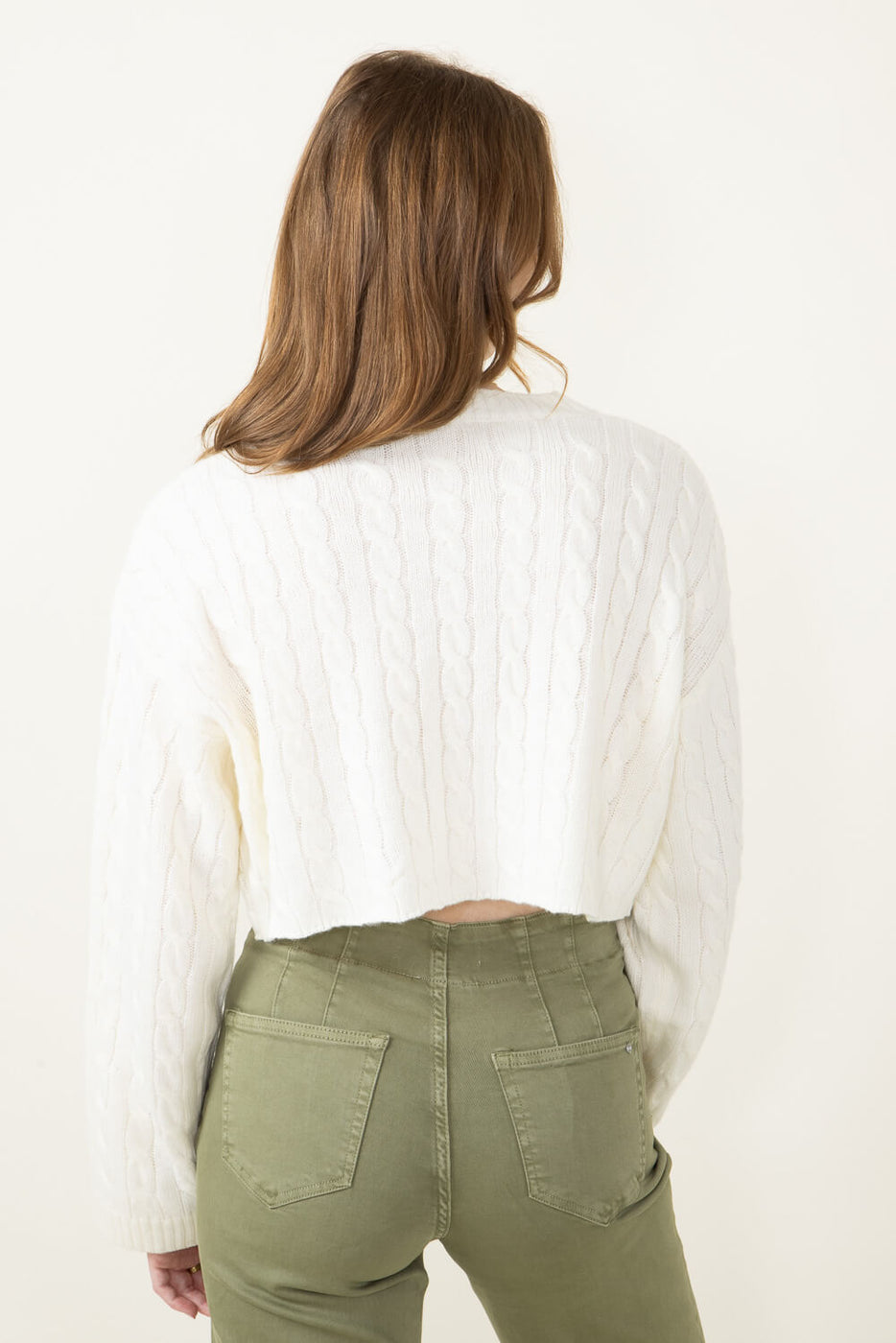 Womens ivory cable knit sweater cheap