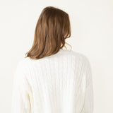 Cable Knit Crop Sweater for Women in Ivory
