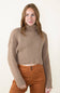 Cropped Turtleneck Sweater for Women in Taupe