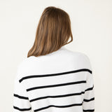 Pencil Stripe Mock Neck Sweater for Women in Ivory