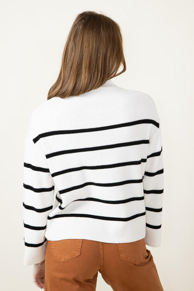 Pencil Stripe Mock Neck Sweater for Women in Ivory