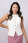 High Neck Button Up Vest for Women in Natural