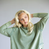 Mineral Wash Knit Top for Women in Sage