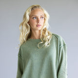 Mineral Wash Knit Top for Women in Sage
