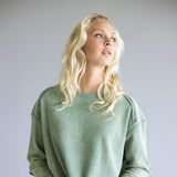 Mineral Wash Knit Top for Women in Sage
