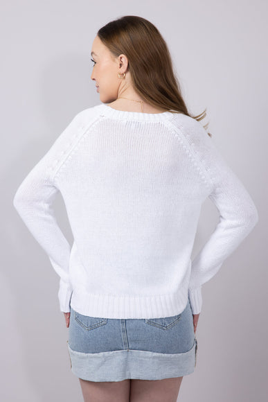 Beach Crewneck Sweater for Women in White Beige
