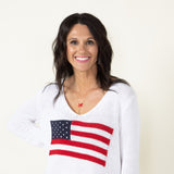 Miracle Knit American Flag Sweater for Women in Ivory