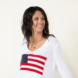 Miracle Knit American Flag Sweater for Women in Ivory