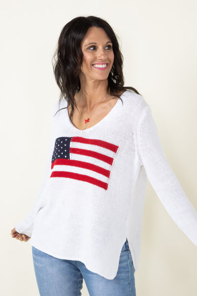 Miracle Knit American Flag Sweater for Women in Ivory