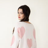 Miracle Clothing Large Heart Sweater for Women in Cream