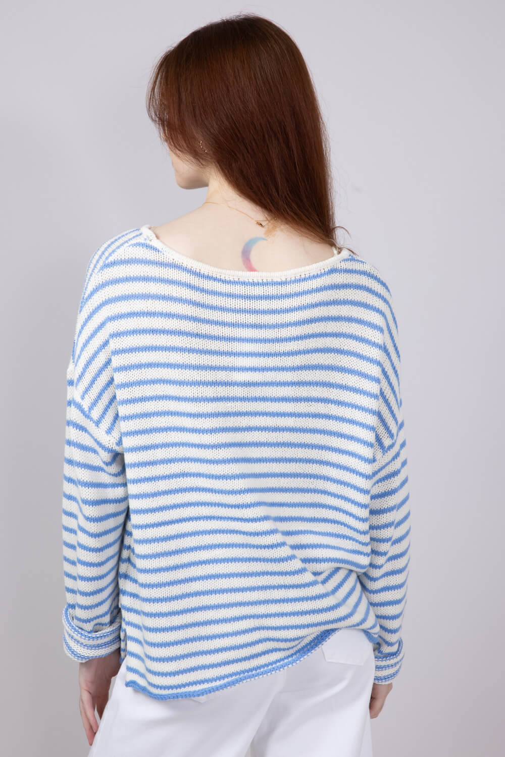 striped blue sweater
