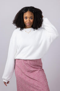 Miracle Synch Waist Textured Lightweight Sweater for Women in White