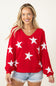 Miracle Star Multi Lightweight Sweater for Women in Red