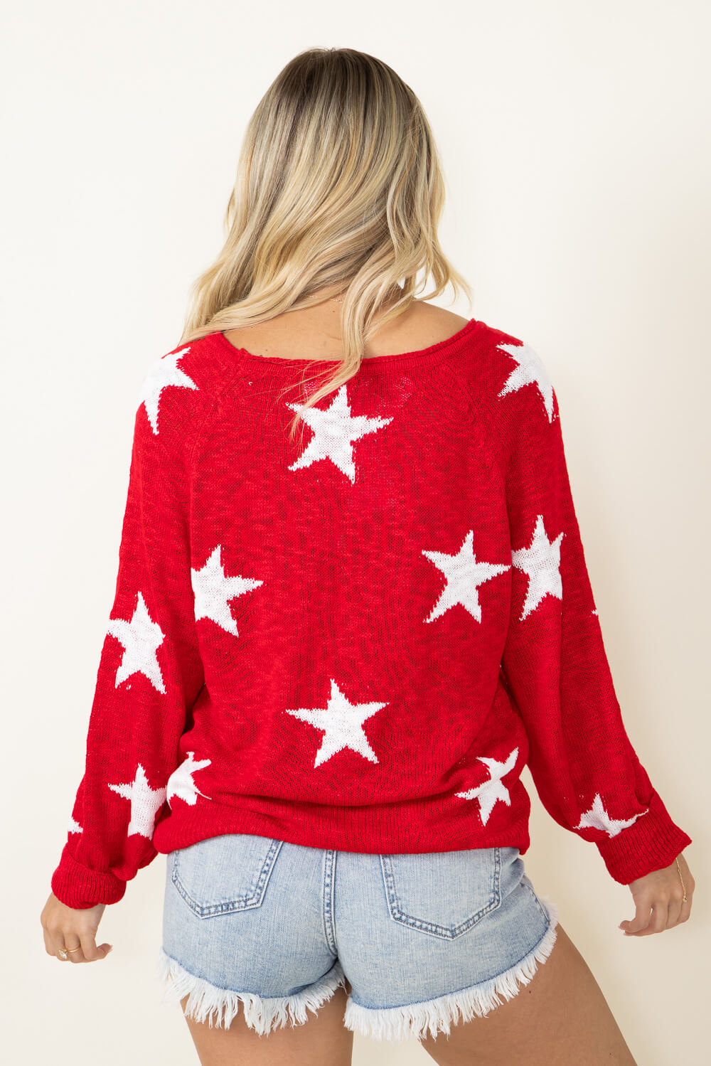 Miracle Star Multi Lightweight Sweater for Women in Red