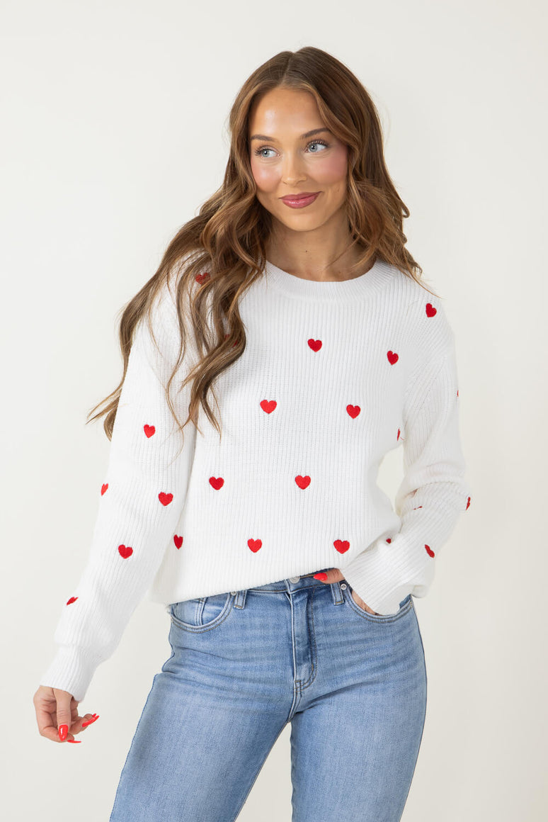 Season Of Miracles Color Block Sweater in White