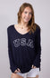 Miracle USA Lightweight USA Sweater for Women in Navy