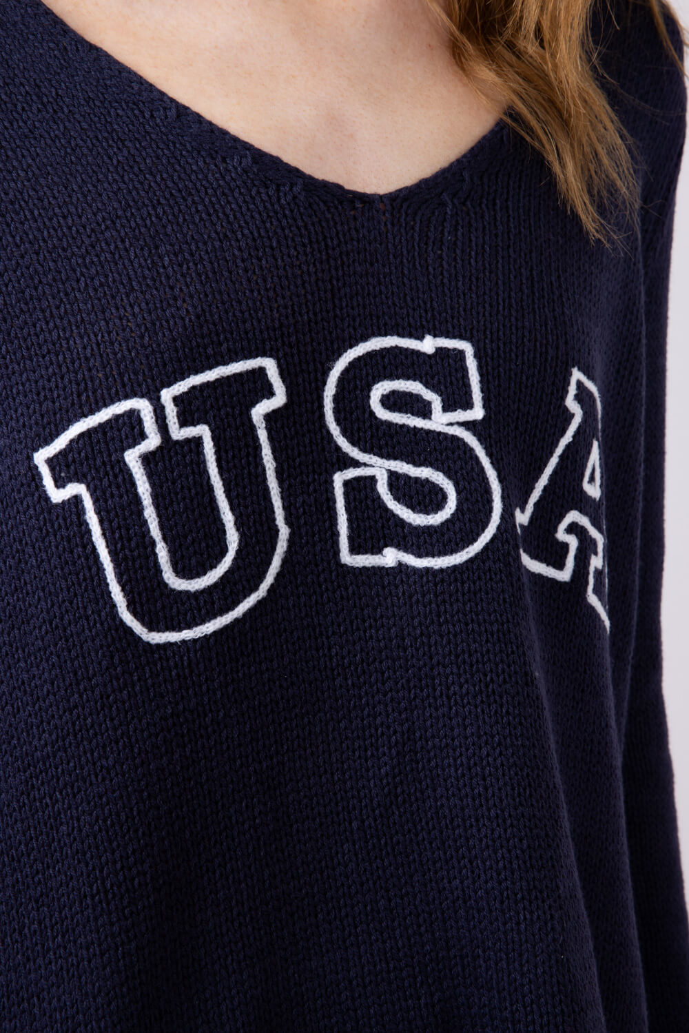 Miracle USA Lightweight USA Sweater for Women in Navy